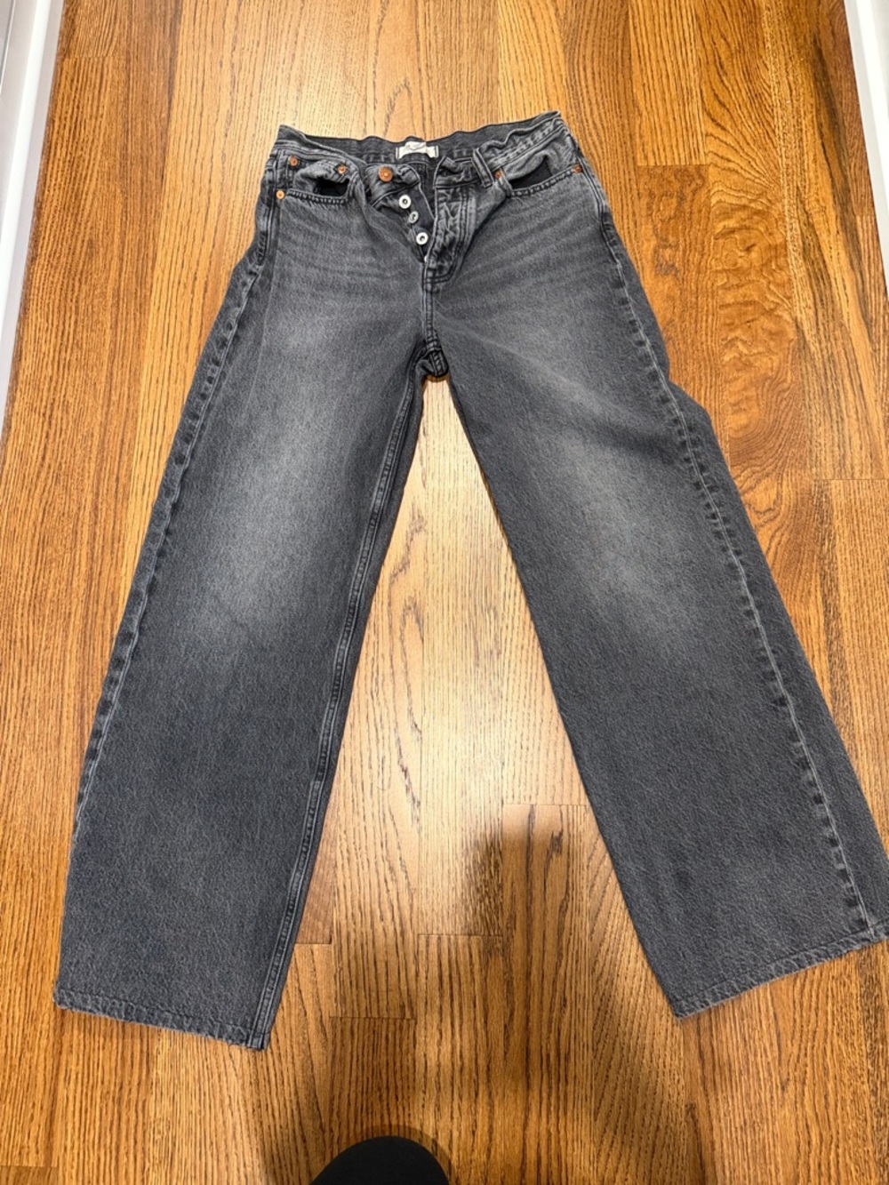 Madewell low slung baggy Gray Denim Jeans